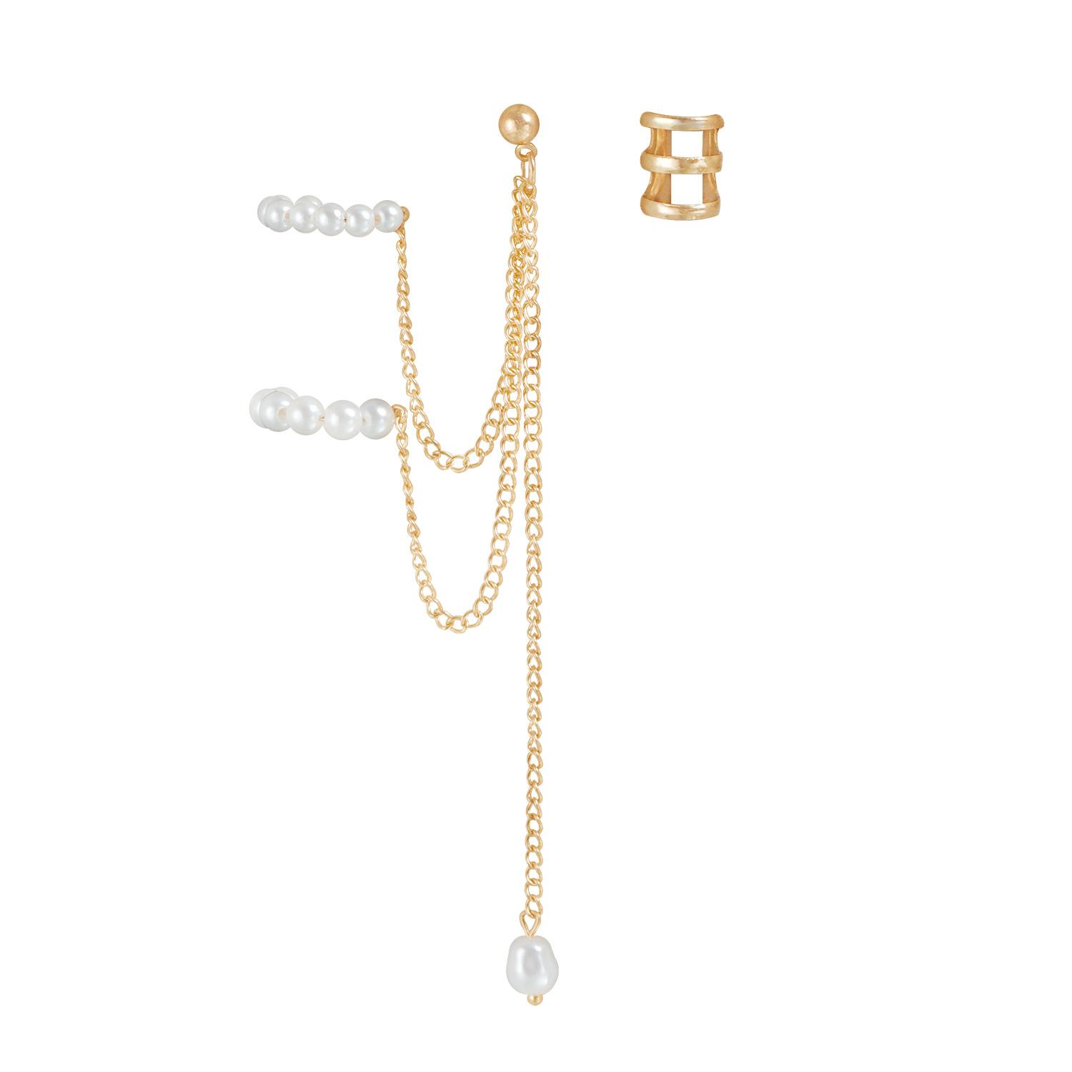 Sexy Spice Girls ins Wind U-shaped Ear Clips Ear Needles Personalized Creative Connected Pearl Ear Buckles