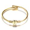Nextvance Girls Gold Color Stainless Steel Heart Bracelet Bangle with Letter Fashion Initial Alphabet Charms Bracelets for Women