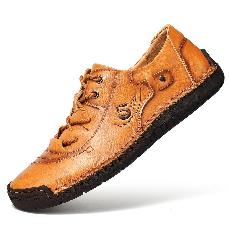 Handmade Casual Leather Shoes Men Loafers Comfortable Moccasins Men Flats Shoes Genuine Leather Men Shoes