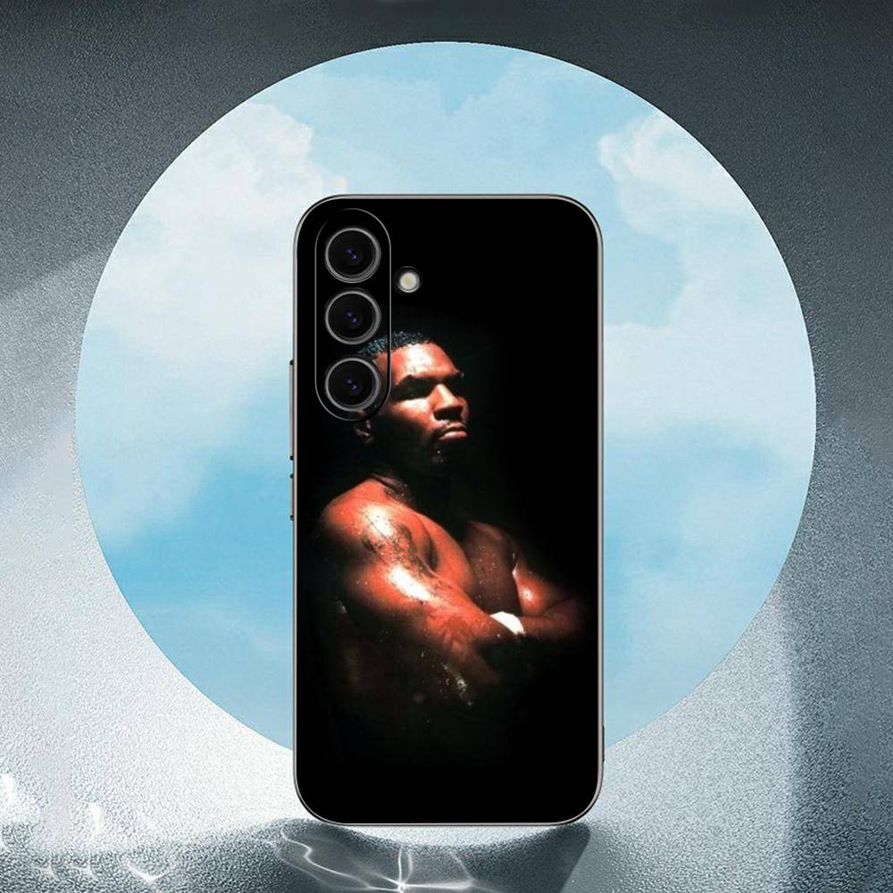 M-Mike T-Tyson Boxer Samsung Galaxy S24 S23 Ultra S22 S21 Plus S20 Schwarze Weiche Silikon Schutzhülle