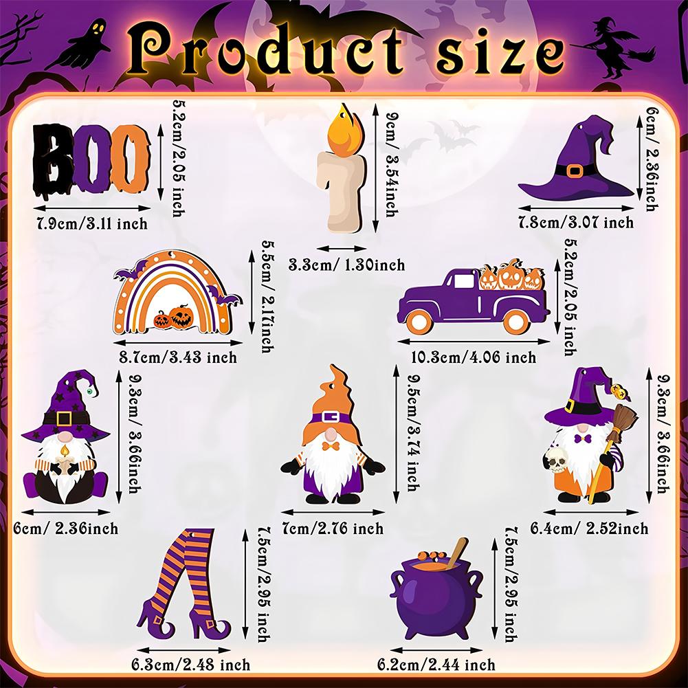 30Pcs Pumpkin Gnome Wooden Ornament Halloween Car Pendant Halloween Wooden Pendant for Indoor Tree Window Wall Decor