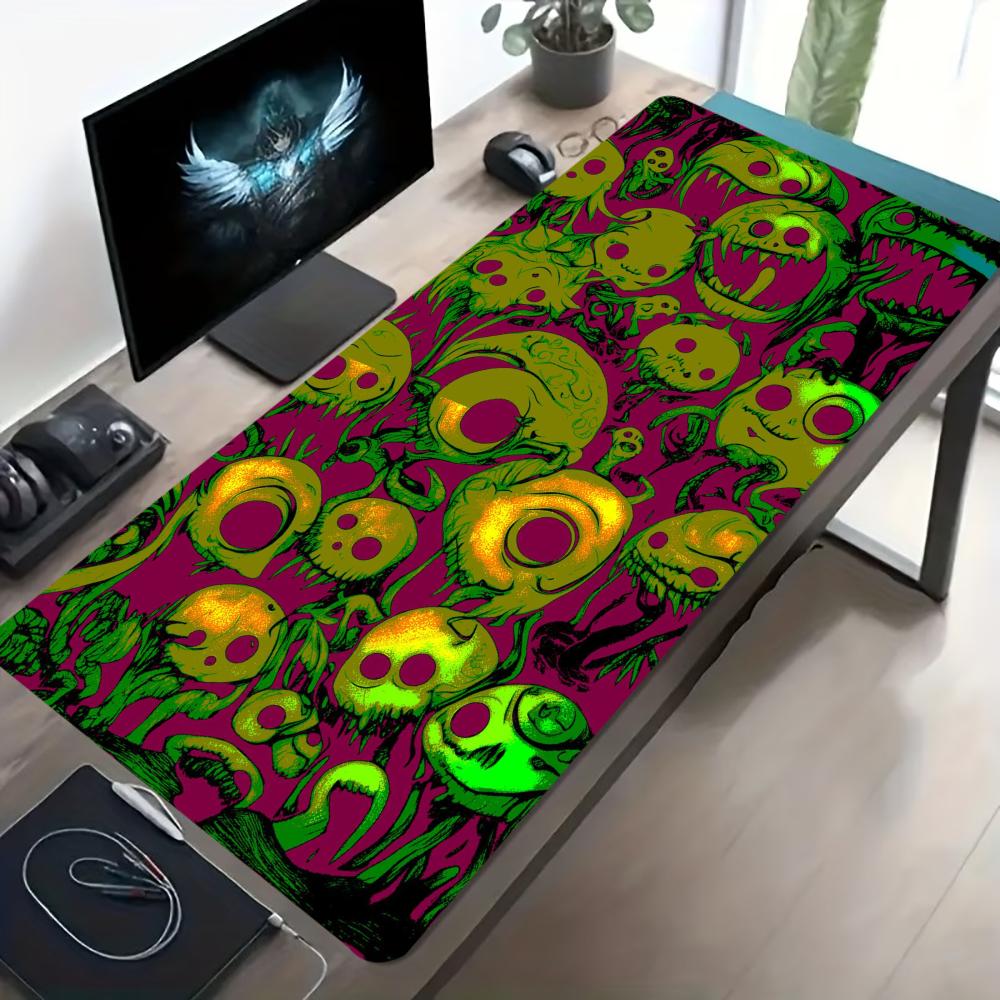 Horror Eyeball Pattern Gaming Mouse Pad Non Slip Rubber Base Stitched Edge Aesthetic Desktop Mat For Gamer Office Laptop Decor