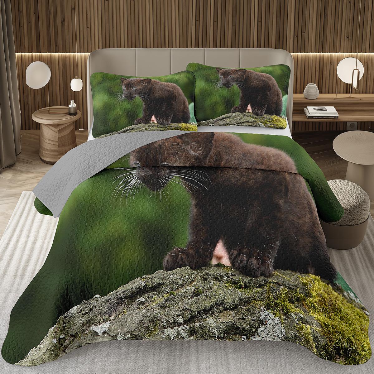 

Leopard Bedspread Full Queen Size, Cheetah Quilted Coverlet, African Safari Animal Bedding Set, Wildlife Animal Print Bed Cover EU Single 135x200cm