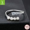 Simple Pearl Mozzarella Diamond Open Ring Ladies Celebrity S925 Sterling Silver Ring Ring