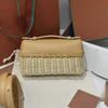 Bamboo & Rattan Handwoven Leather Crossbody Lunch Bag for Women
