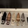 Fashion Women's Flat Shoes 2025 Spring/Summer Mary Jane Square Toe Anti Slip Elegant Banquet Crystal Rhinestone Women's Fashion Shoes