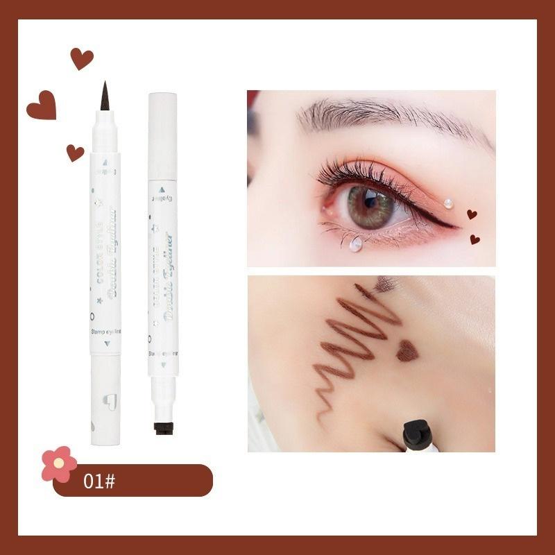1 Pcs Double Head Color Eyeliner Quick-drying Non-smudge Color Printing Liquid Eyeliner 2 In 1 Eye Makeup Cosmetics HTBE YSXX