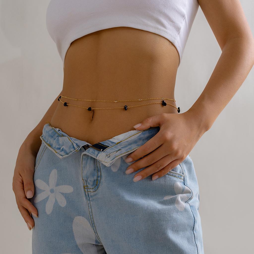 Sexy Simple Beach Wind Colored Gravel Waist Chain Trend Hip Hop Metal Chain Body Chain