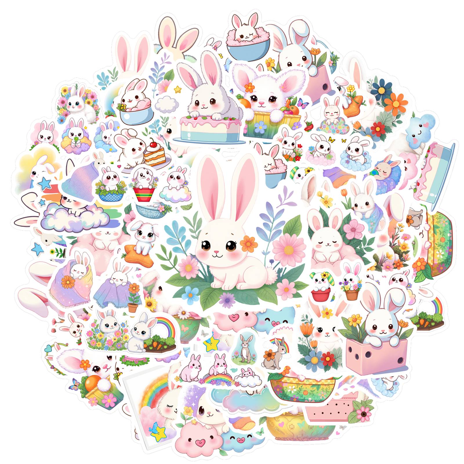 

35pcs Pastel Bunny Stickers Cute Easter DIY Stickers Stickers For Laptop Motorcycle Luggage Phone Notebook Luggage