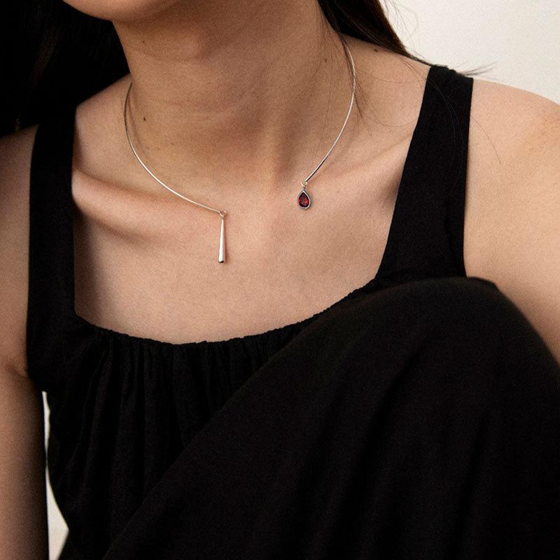 Niszowy Cienki Pierścionek Kropelka Wody Naszyjnik Damski Prostota Wysoki Zmysł Osobowość Moda Temperament Wszechstronny Łańcuszek na Szyję Łańcuszek na Obojczyk