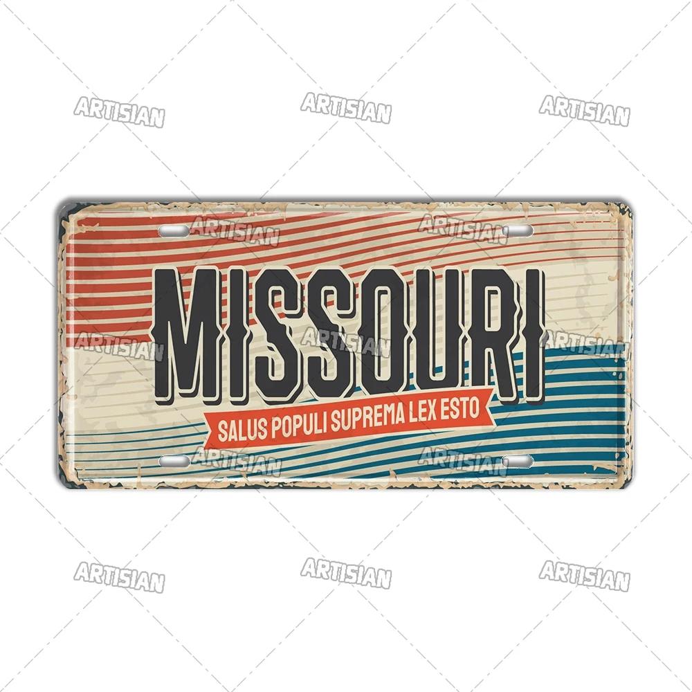 Artisian USA Car Plate Landmark Tin Sign US City State Metal Plaque Wall Decor Garage Bar Pub Club Hotel Cafe Kitchen Home