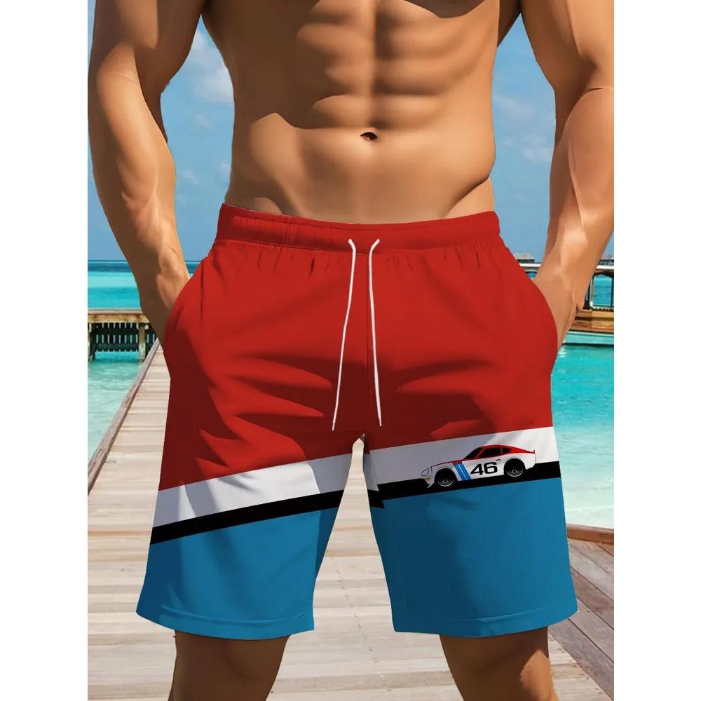 Summer Beach Shorts Men Colorful Creative Striped 3D Printed Board Shorts Casual Holiday Short Pants Loose Surf Swim Shorts