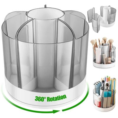 Organizzatore Portamatite Rotante con 6 Scomparti Girevole a 360° Scatola Portaoggetti per Cosmetici Staccabile Rotondo Girevole Porta Pennelli da Trucco