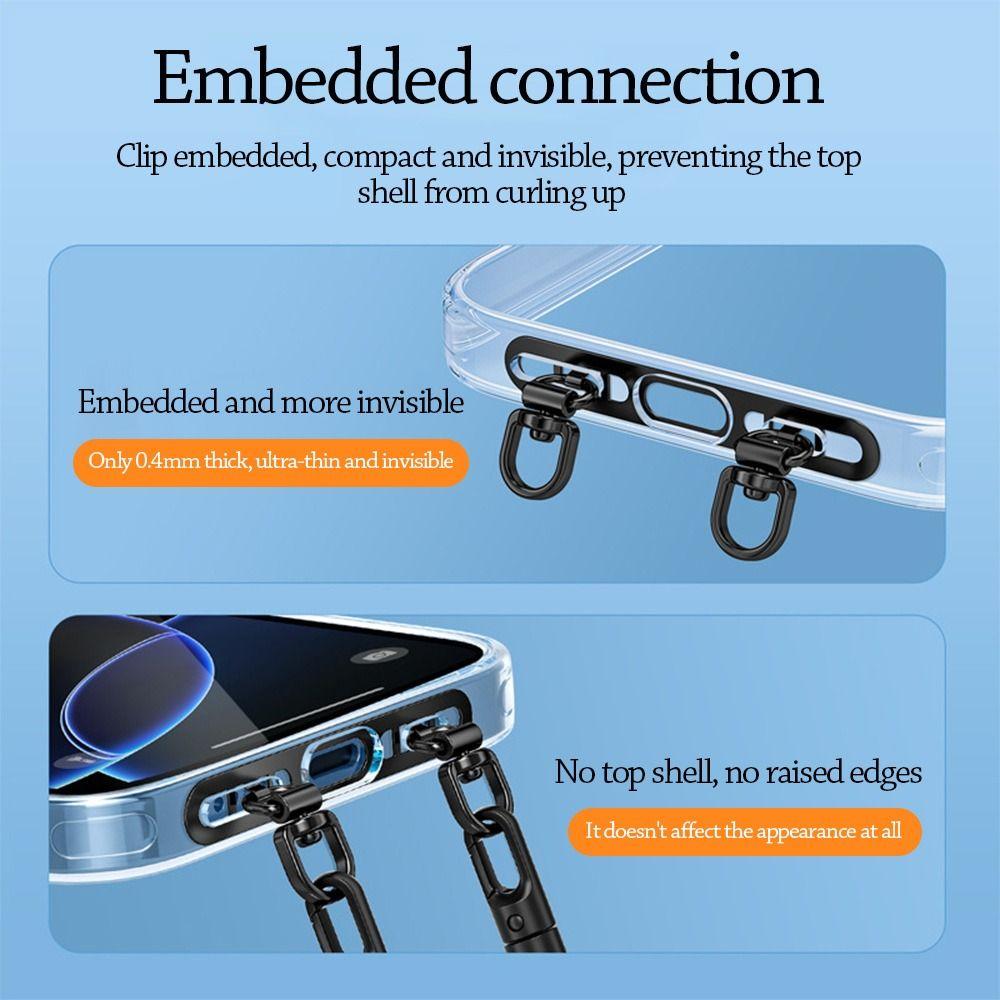 Can Rotate 360 ° Phone Lanyard Tab Double Buckle Gasket Stainless Steel Phone Lanyard Clip Patch Snap Strap Anti-lost