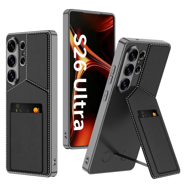 Rotor Bracket Recessed Card Bag Magnetic Phone Case For Samsung Galaxy S26 Ultra 5G, Full Coverage Anti-Fingerprint Shockproof Protective Cover