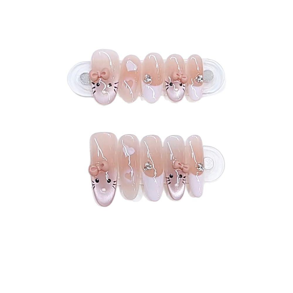 Hand-woven Armor Sweet Girl Hand-painted Eye French Cute Bow Nail Art Patch