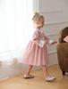 Frühling 2026 Mädchen Langarm Kleid mit Puppenkragen: Französisches Rattan, Florale Stickerei, Colorblocking, Reine Baumwolle, Süßer Prinzessinnen-Stil