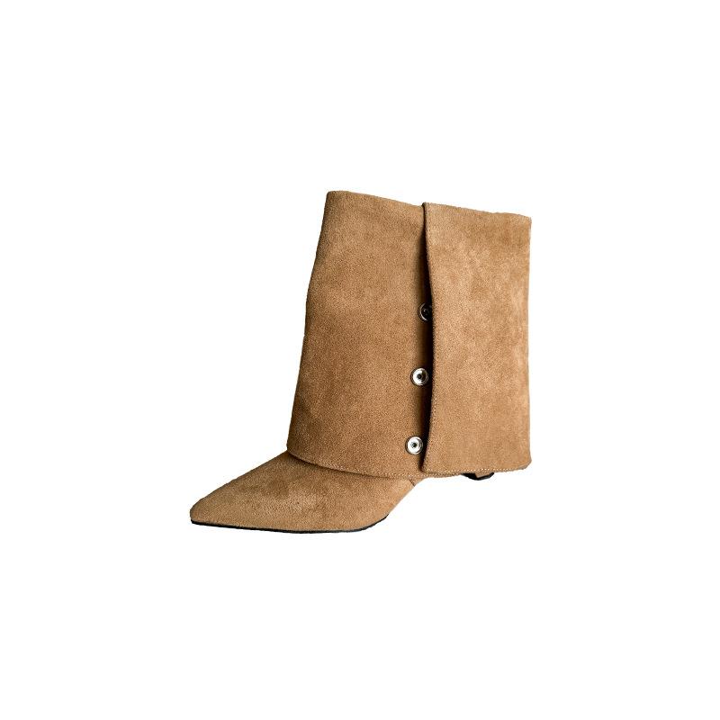 Autumn and winter new pointed thick heel high heel temperament thin French fashion sexy beautiful short boots