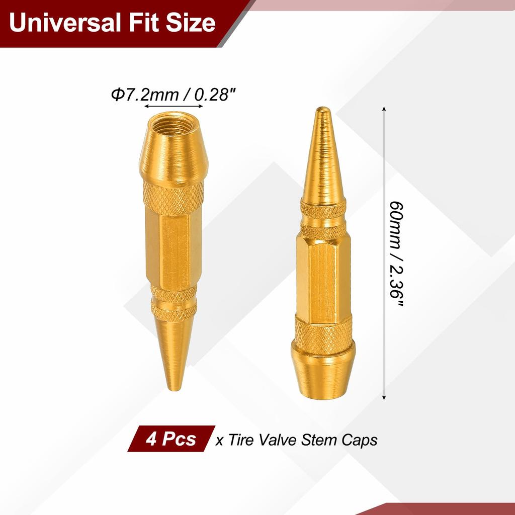 PATIKIL Spike Shape Tire Valve Stem Caps 60MM 4pcs Aluminum Alloy Wheel Valve Caps