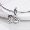 Brilliant Colorful Flower Charm Beads Copper Bellflower Tulip Rose Dangle Fit Original Pandora Bracelet Diy Jewelry