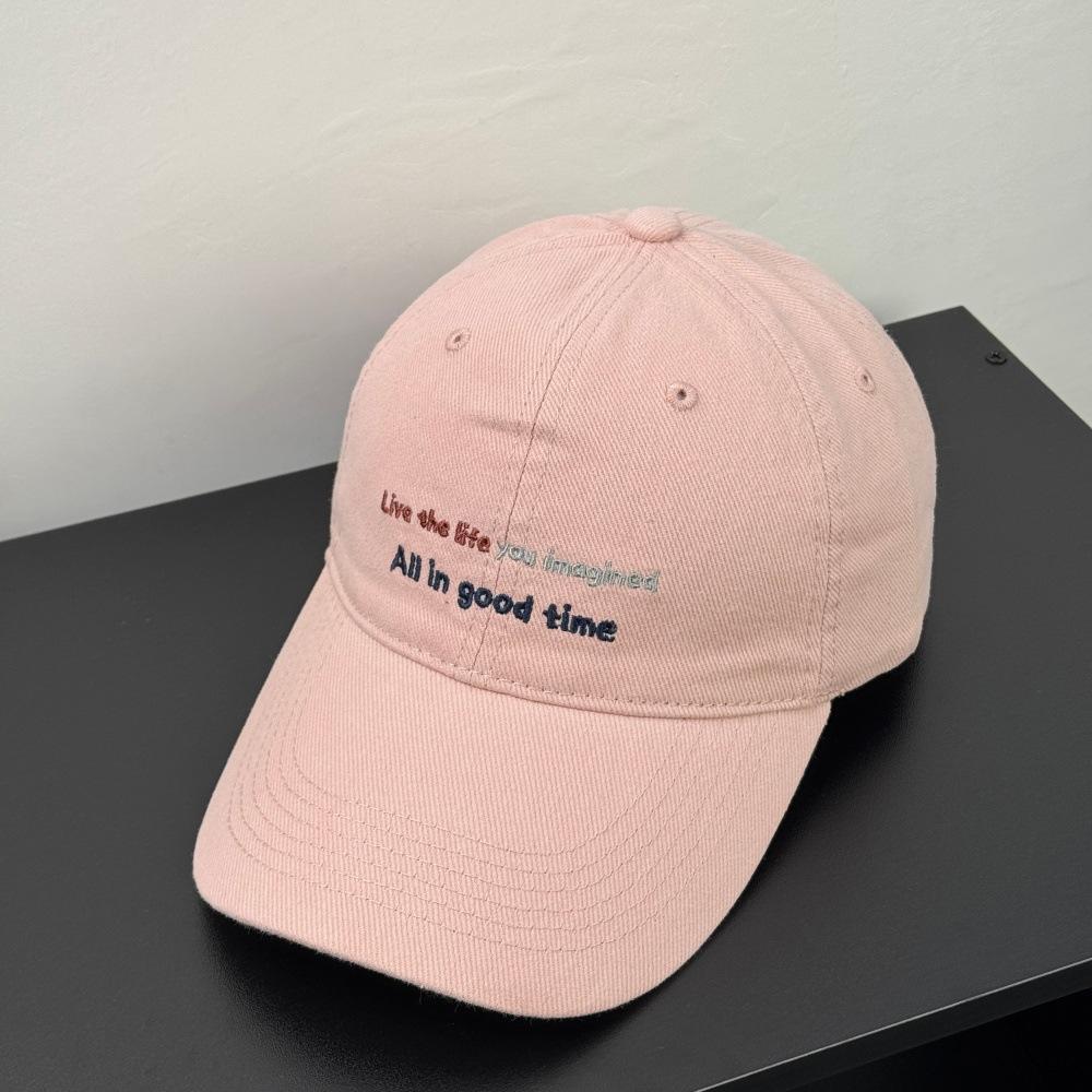 Fashion Hat autumn and winter new Korean version color letter embroidered baseball hat men and women sunshade simple big head circumference soft top