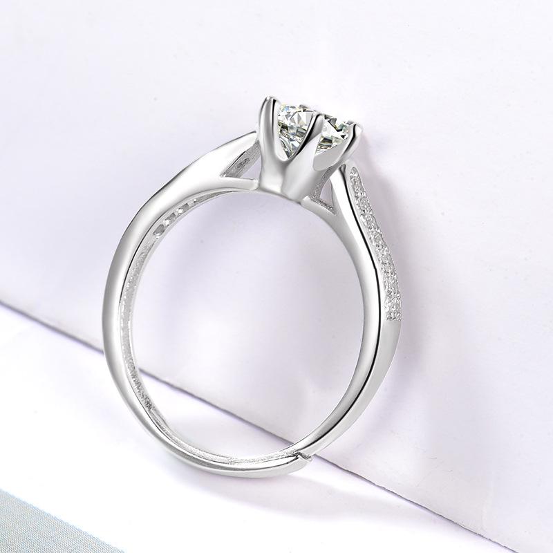 S925 Sterling Silver Romantic Simulated Diamond Open Band Ring for Women - Elegant Gift for Girlfriend.