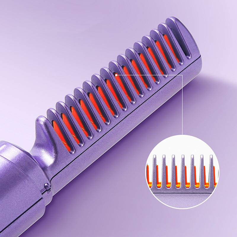 Straight Hair Comb Electric Hot Comb 2 In 1 Upgrade Version Wireless Hair Straightener And Curler Usb Charging