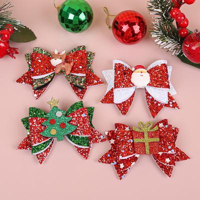 Nœuds de Noël pour Cheveux d'Enfants Pour Filles Mignonnes Pince à Cheveux Épingle à Cheveux Élan Père Noël Barrettes Enfants Accessoires de Cheveux pour Fête de Noël