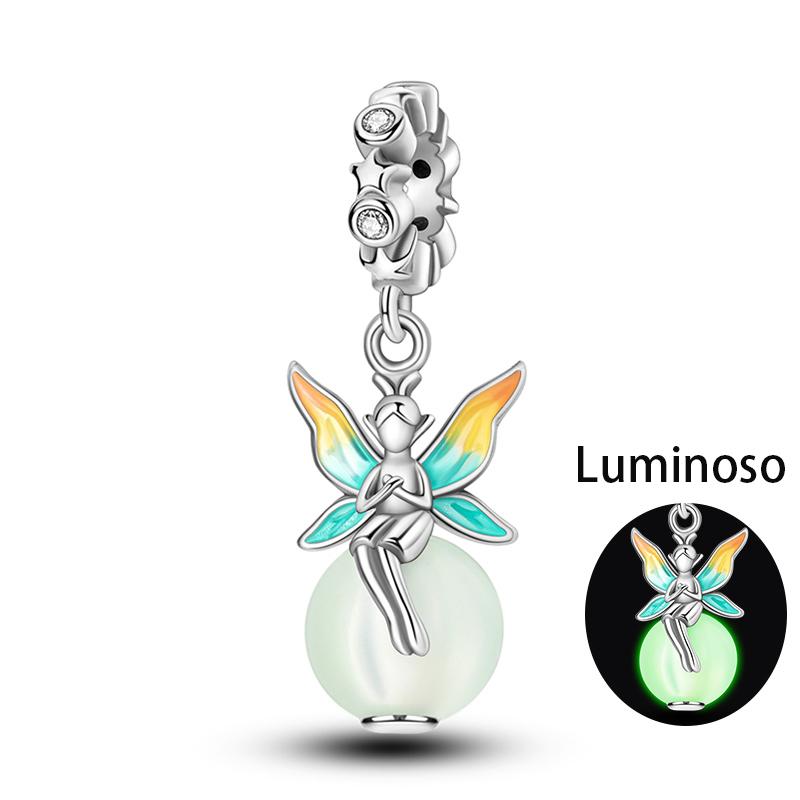 Copper Elegant Glowing Angel Sea Creature Charm Bead For 3Mm Original Bracelet Diy Ladies Jewelry Gift
