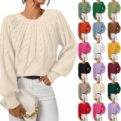 Women's Solid Color Crew-neck Long Sleeve Thread Solid Color Casual Sweater Top