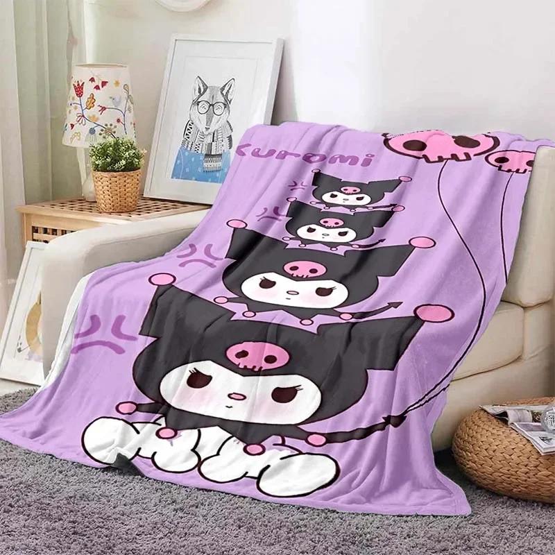 Hellor Kitty Kuromi Printed Blanket Kids Adult Blanket Soft and Warm Bedding for Bed Sofa Outdoor Travel Cover Blanket