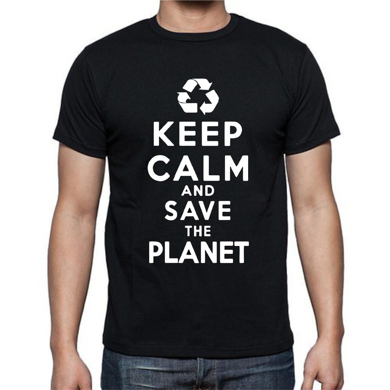 Keep Calm And Save The Planet Recycle T Shirt Mens Womens Tees Top tee 4XL