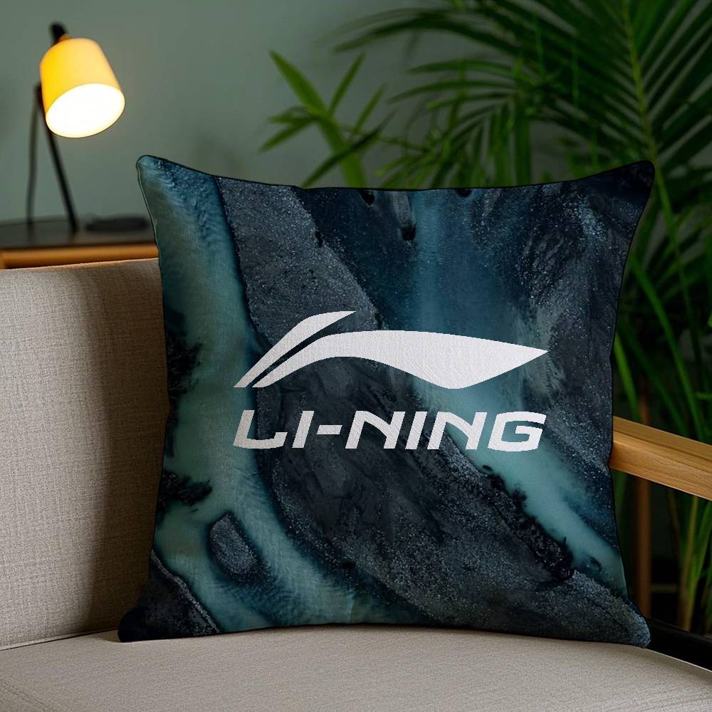 Classic Sports Prints Li-Ning-A Pillow Case Anti-dustmite Pillowcase Invisible Zipper Silky Short Plush Sofa Cushion Cover