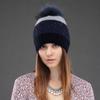 Women Hat Winter Sequins Knitted Rabbit Fur Beanies Fashion Warm Casual Hats with Natural Raccoon Fur Pompom Cap Female