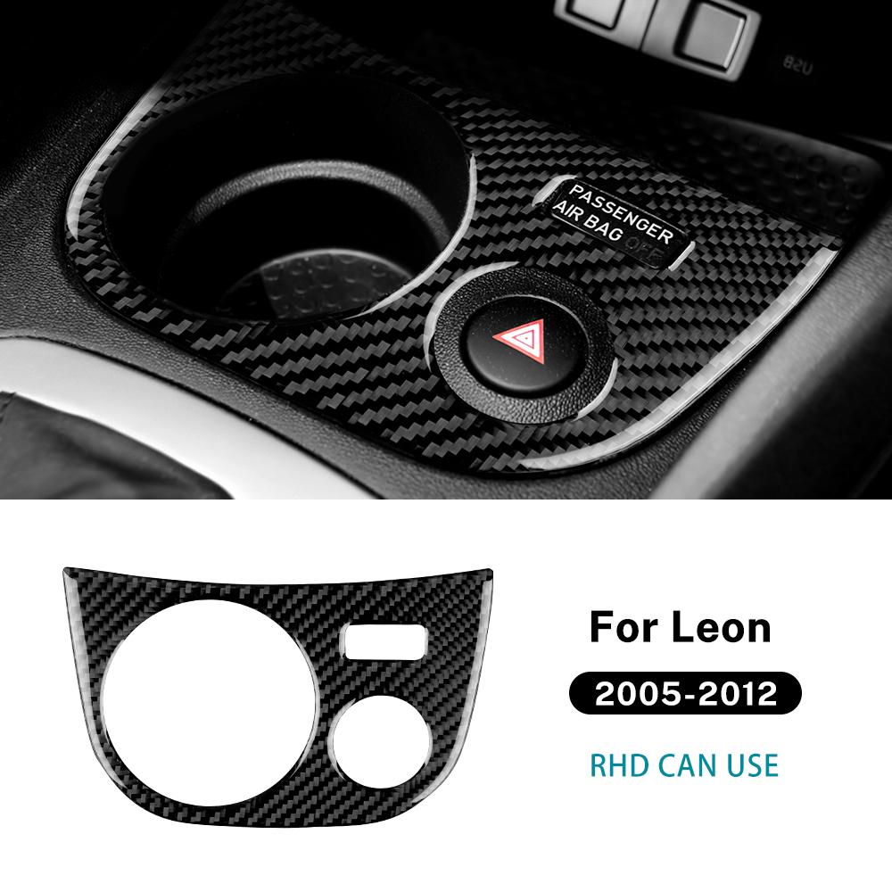 Real Soft Carbon Fiber Sticker For Seat Leon 2005 2006 2007 2008 2009 2010 2011 2012 LHD RHD Car Cup Holder Panel Accessories