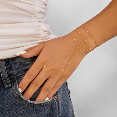 Trendy Multi-layer Beaded Finger Chain Bracelet for Women