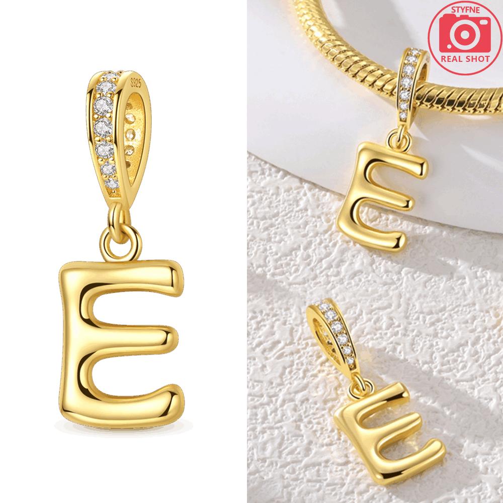 Original Necklace Copper White Zircon Pendant English Letters Women'S Beads Fit Bracelet Anniversary Gift Accessory Diy