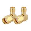 2PCS SMA Female To SMA Male Right Angle Adapter RF Coaxial Adapter Converter Connector