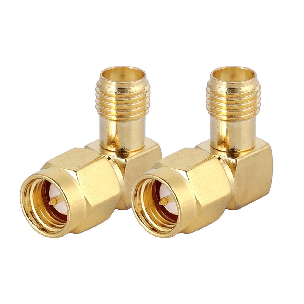 2PCS SMA Female to SMA Male Right angle Adapter RF Coaxial Adapter Converter Connector