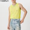 INCERUN Men Sleeveless Hollow Out Webbing Beach Party Fishnet Tank Tops