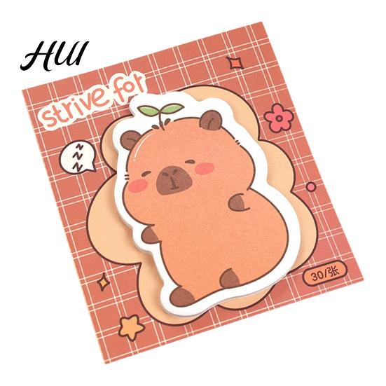 Glue-Free Sticky Pads 4 Pack Capybara Notepads, 30 Sheets Cute Self Cartoon Thick Paper Adhesive Notes Animal Memo Pads, for Office School Students