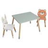 Table Enfant Bois avec 2 Chaises GINGER HOME Motif Ours et Lapin Ensemble Jeu et Apprentissage