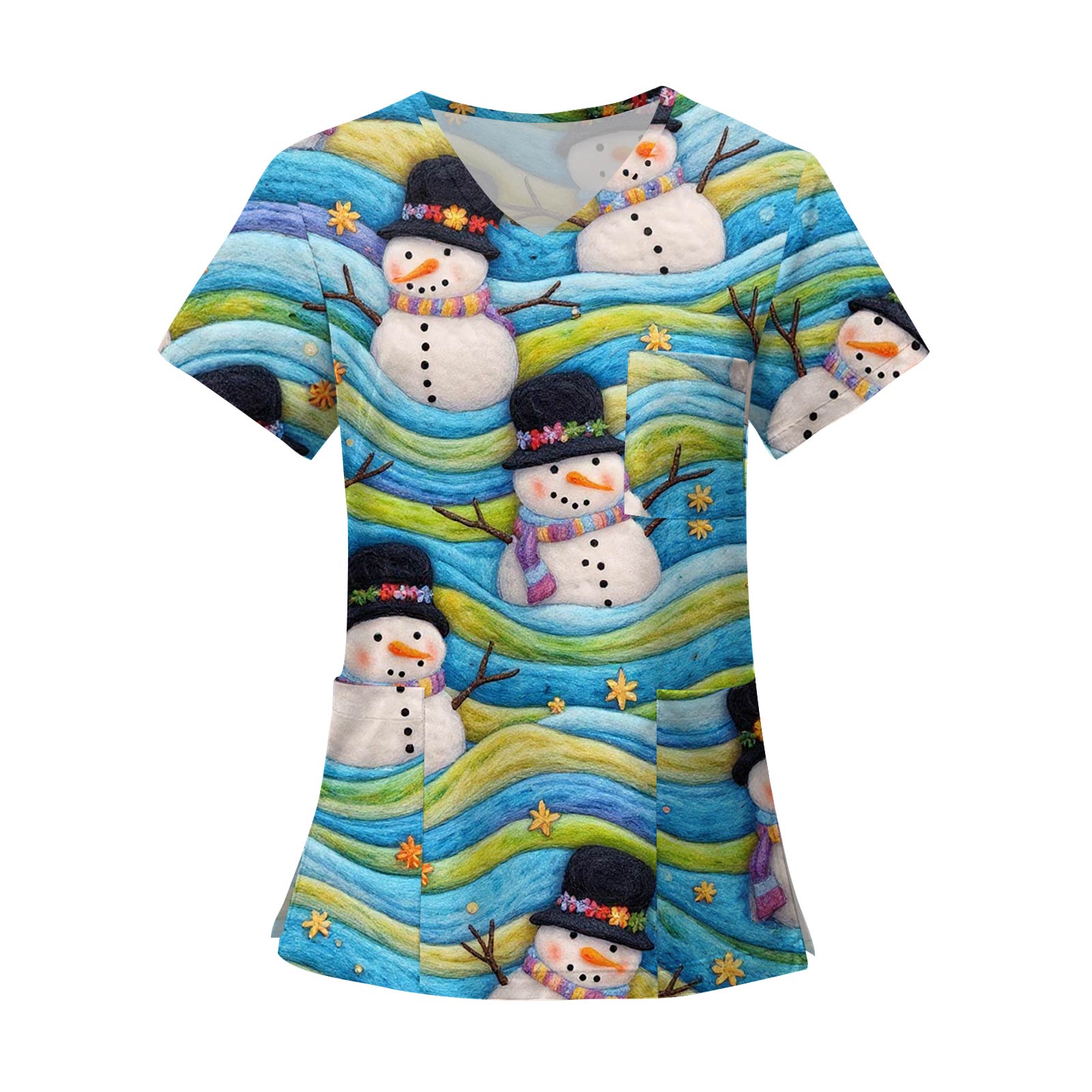 

Женские модные топы с короткими рукавами и V-образным вырезом с принтом, рабочие футболки с карманами XXXXXL