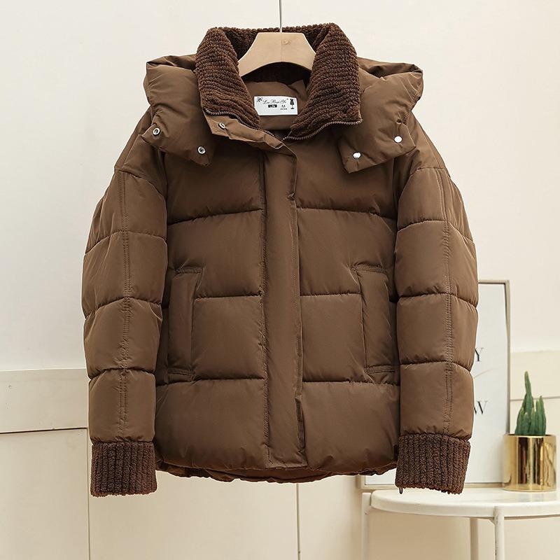 Splicing cotton clothes women's short cuffs splicing lamb wool splicing new winter jacket