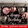 2D Flat Style, [1 Piece Elegant Birthday Banner] Dark Black and Pink Color Scheme. 1 Piece of Birthday Banner Applicable