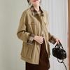 SOFSIL Women's 2026 Spring Contrast Lapel Workwear Trench Coat
