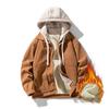 Mens Hooded Corduroy Work Coat Male Fashion Causul Fales Two Piece Autumn And Winter Long Sleeved Outwear Outdoor Hiking Jacket Mens