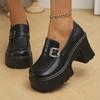 Lucyever Chunky High Heels Loafers Women  Spring New Platform Pumps Woman Fashion Buckle Thick Bottom Gothic Shoes Female