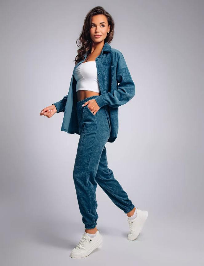 2025 Retro Plus Size Women's Corduroy Shirt and Pants Set