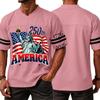 Men's Casual V Neck Jersey 250th America Independence Day Printed Short Sleeve Sports T Shirt Top with Lettering